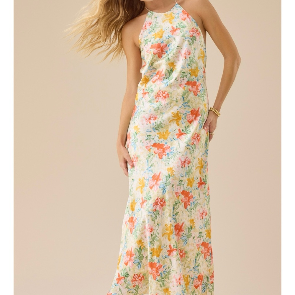 NEW Altar’d State Tropical Floral Halter Maxi Dress Size Large NWT